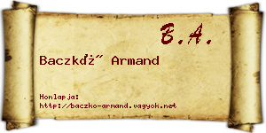 Baczkó Armand névjegykártya